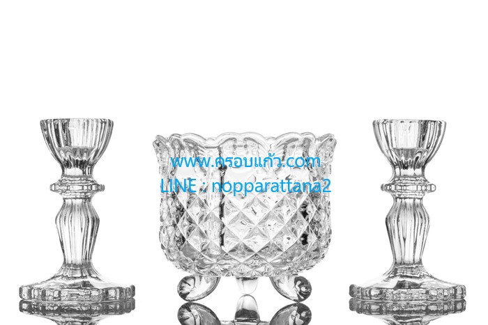 ชุดกระถางธูป พร้อมเชิงเทียนแก้ว