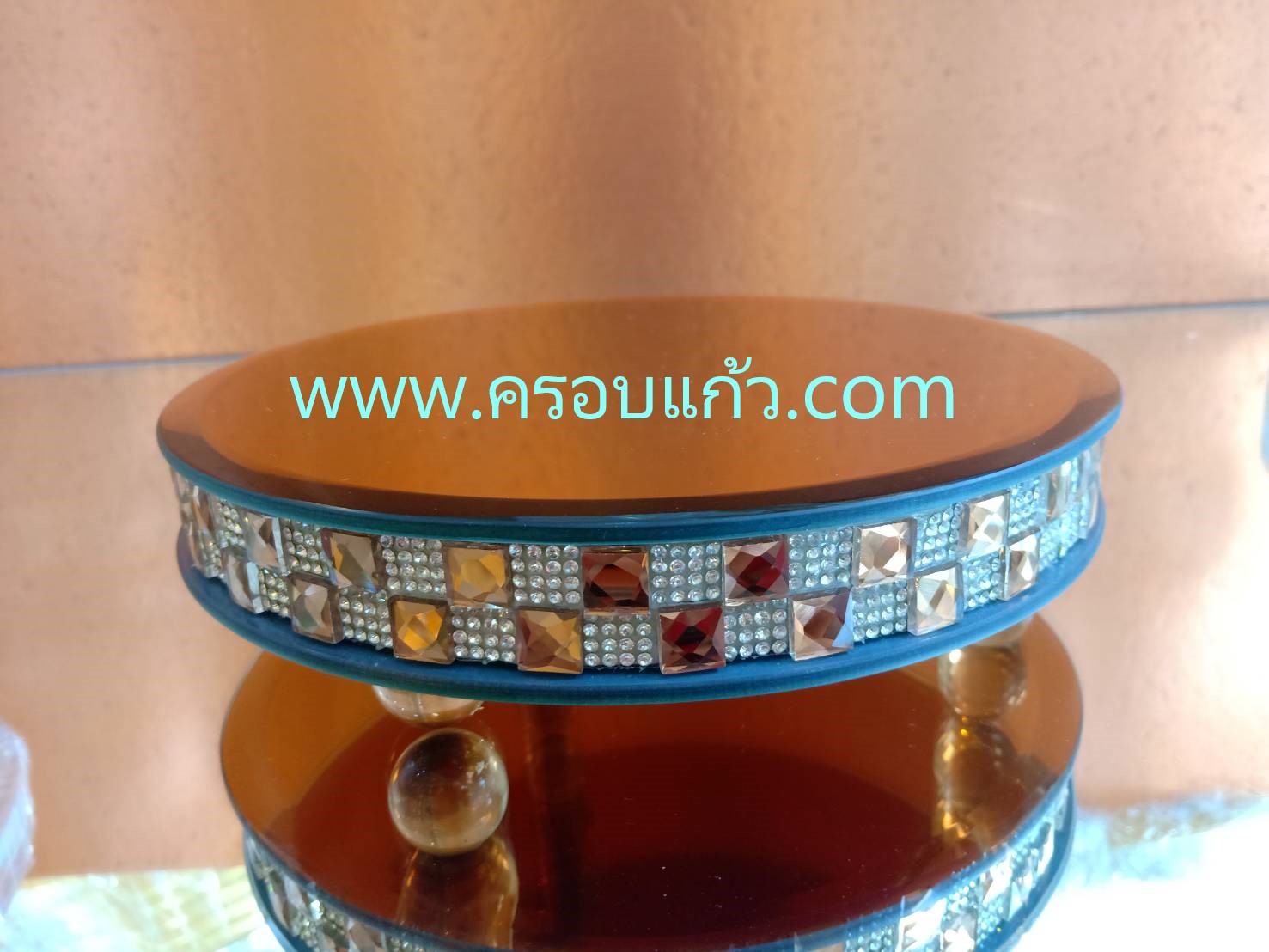 ฐานกระจกแบบกลม เส้นผ่าศูนย์กลาง 30 cm. สี Silver และ Copper